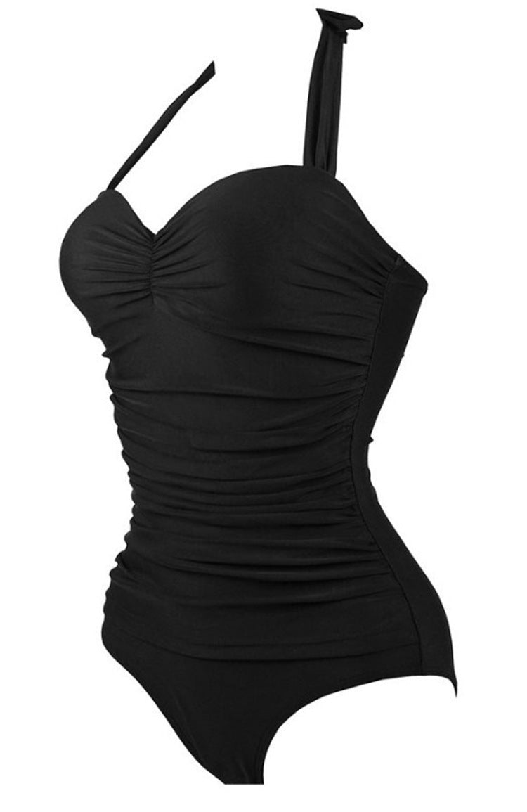 Ladies Beach Swimming Fashion Sexy Solid Color One Piece Swimsuit