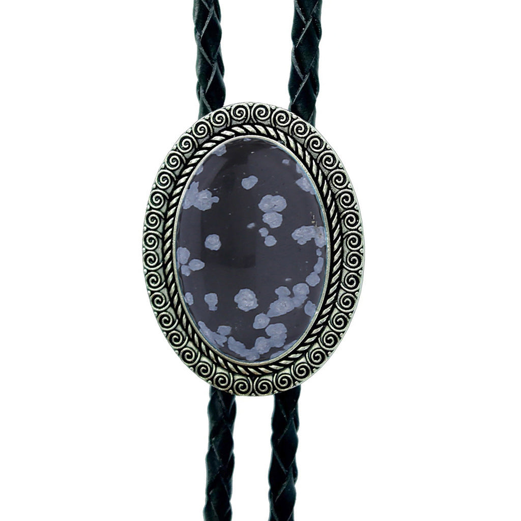 Jade Gem Bolo Tie Polo Neckline Rope Necklace