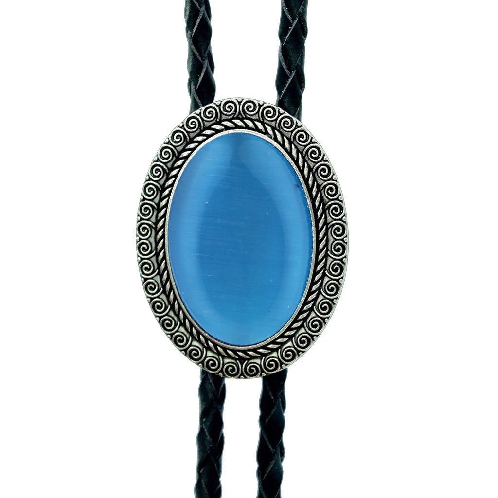 Jade Gem Bolo Tie Polo Neckline Rope Necklace