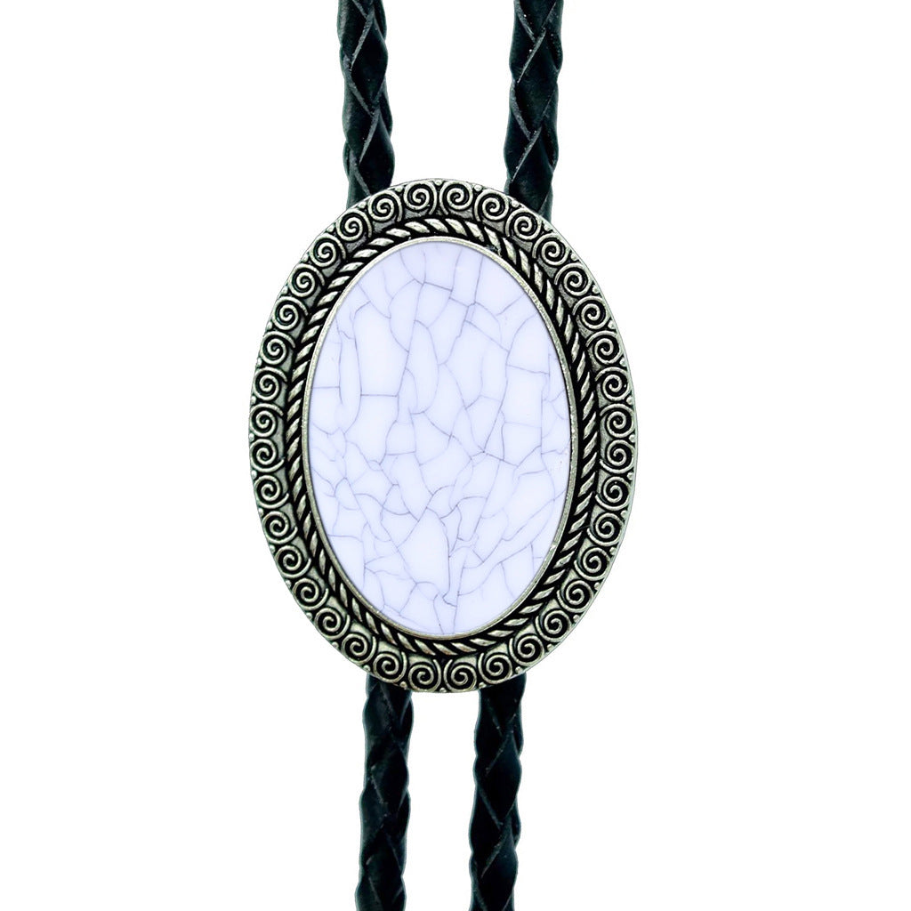Jade Gem Bolo Tie Polo Neckline Rope Necklace