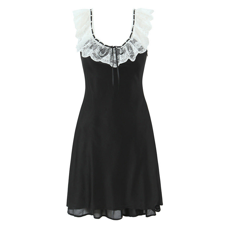 Pure Desire Ruffled Lace Patchwork Waist-slimming Dress