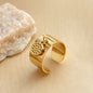 French Ins Style 18K Stainless Steel Round Pendant Ring