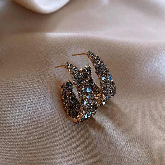 French Black Diamond Exaggerated Earrings Personality