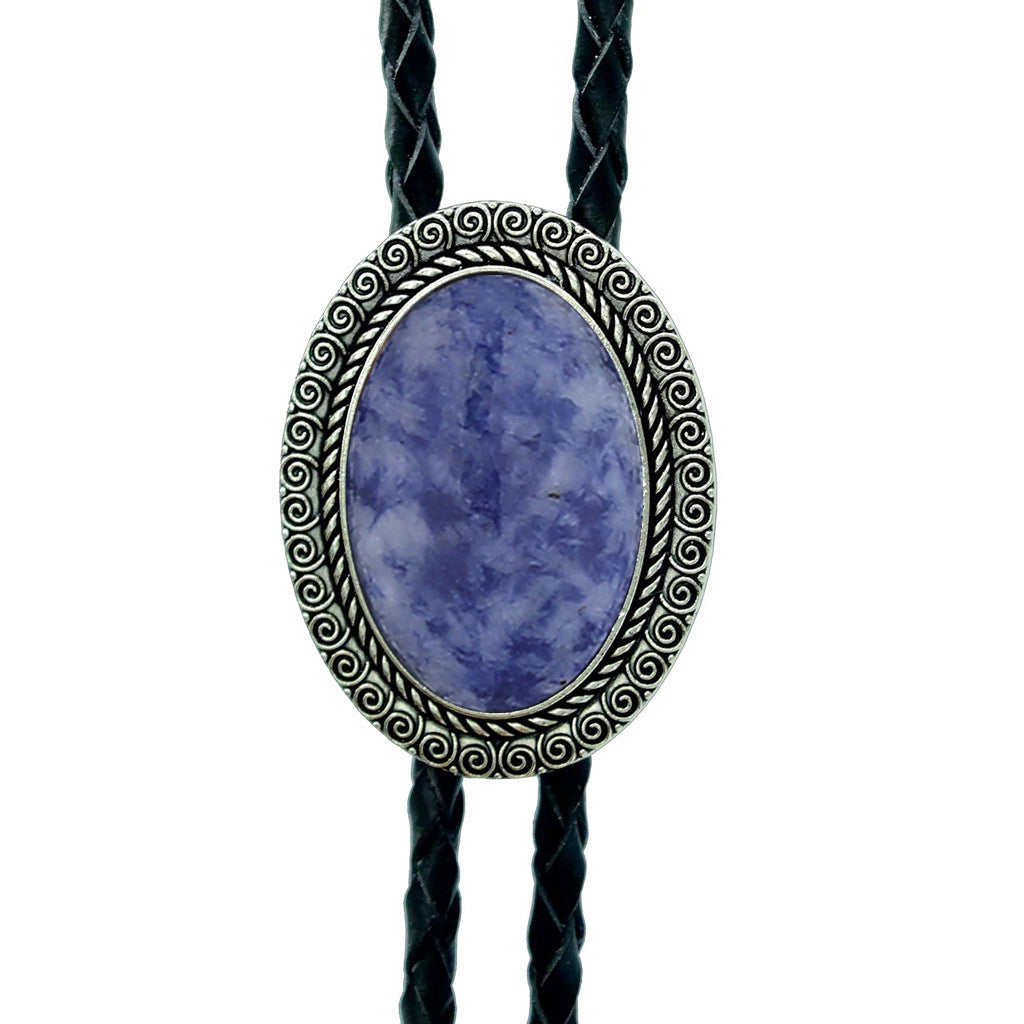 Jade Gem Bolo Tie Polo Neckline Rope Necklace