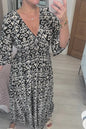 New Plus Size Super Fairy V-neck Floral Dress For Beach Vacation, Loose Long Skirt