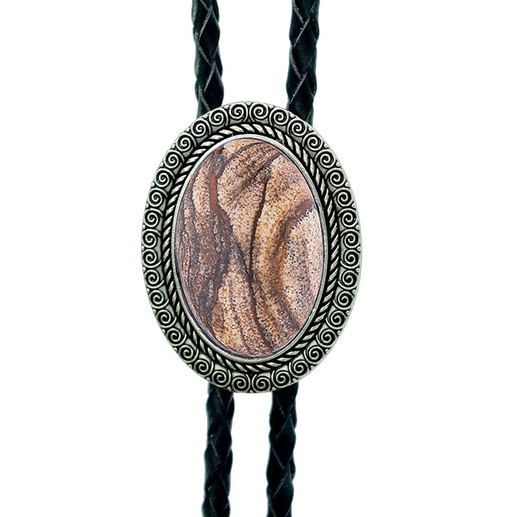 Jade Gem Bolo Tie Polo Neckline Rope Necklace
