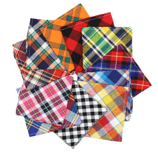 XL-Pet Dog Cat Scotland Thickened Flannel Triangular Scarf Cotton Velvet Lace-up Decorative Bib Scarf