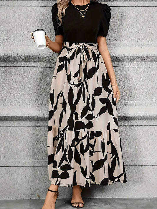 Women's Spring And Summer Wear Popular Floral Print Round Neck Exotic Vacation Style Elegant Dress
