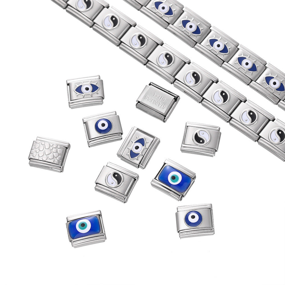 Stainless Steel Square Model Eye Pattern Module Bracelet Accessories