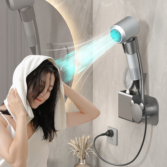 Bathroom Lazy Hair Dryer Shelf Wall-mounted Punch-free Hair Dryer Bracket Hands-free Hair Dryer To Free Your Hands