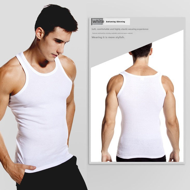 100 Cotton Men's Summer Vest Youth Sports Slim-fit Trendy Men's Undershirt Base Shirt Xinjiang Cotton Fitness Vest