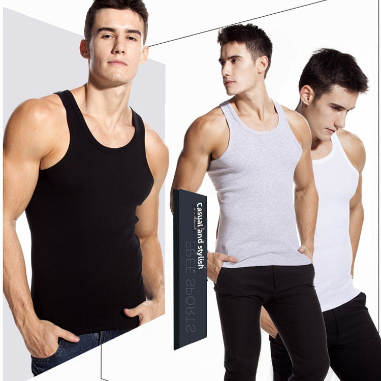 100 Cotton Men's Summer Vest Youth Sports Slim-fit Trendy Men's Undershirt Base Shirt Xinjiang Cotton Fitness Vest