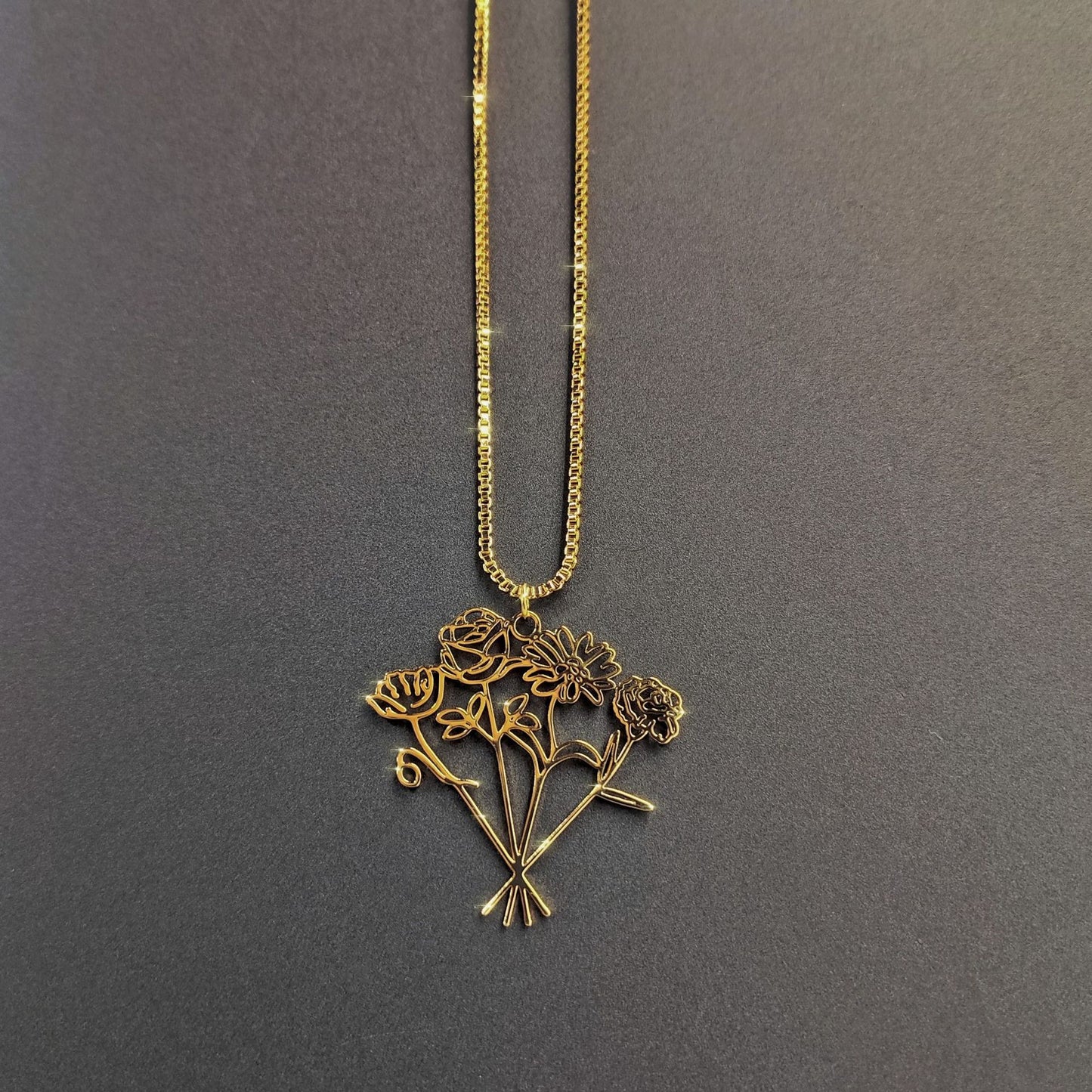 Diy Birthday Flower Stainless Steel Necklace Combination Birthday December Flower Valentine&#039;s Day Mother&#039;s Day Gift