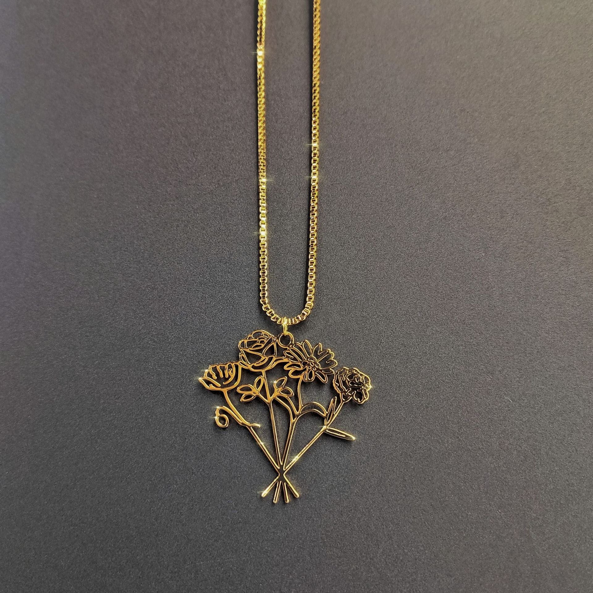 Diy Birthday Flower Stainless Steel Necklace Combination Birthday December Flower Valentine&#039;s Day Mother&#039;s Day Gift
