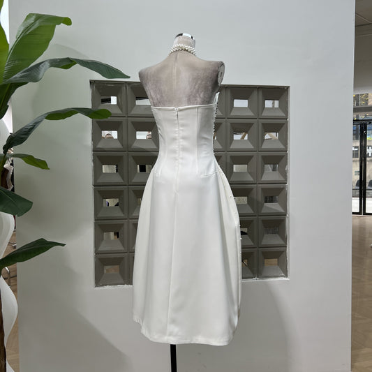 High-grade Expensive Gas CHIC Manual Nail Drill Heavy Industry Waist Tube Top Dress Chaebol Daughter Cold Wind Long Dress