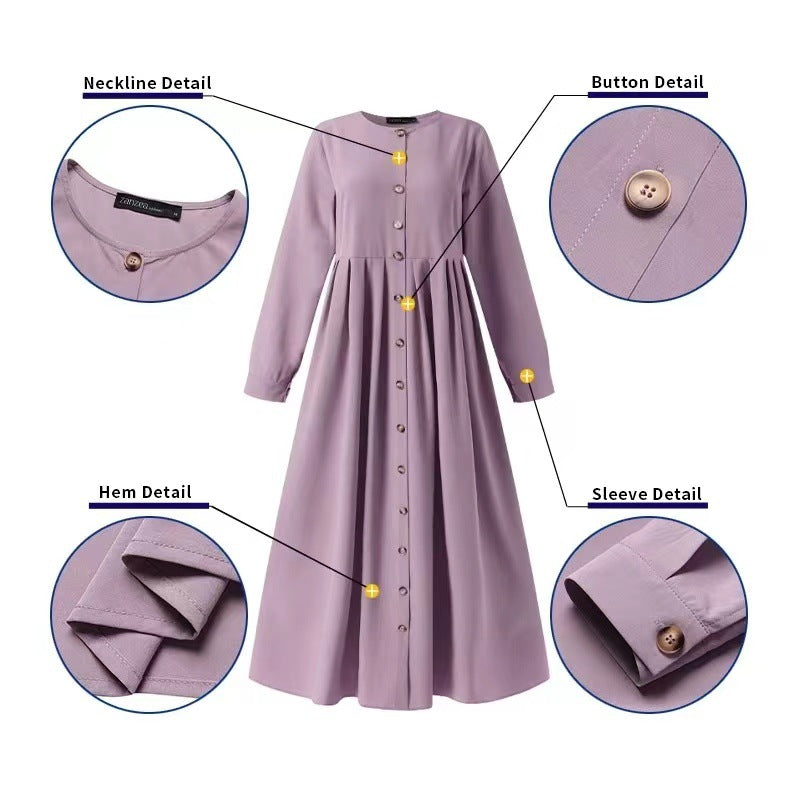 Long Dress Large Size Women&#039;s Clothing Loose Elegant Commuter Long Robe Dress