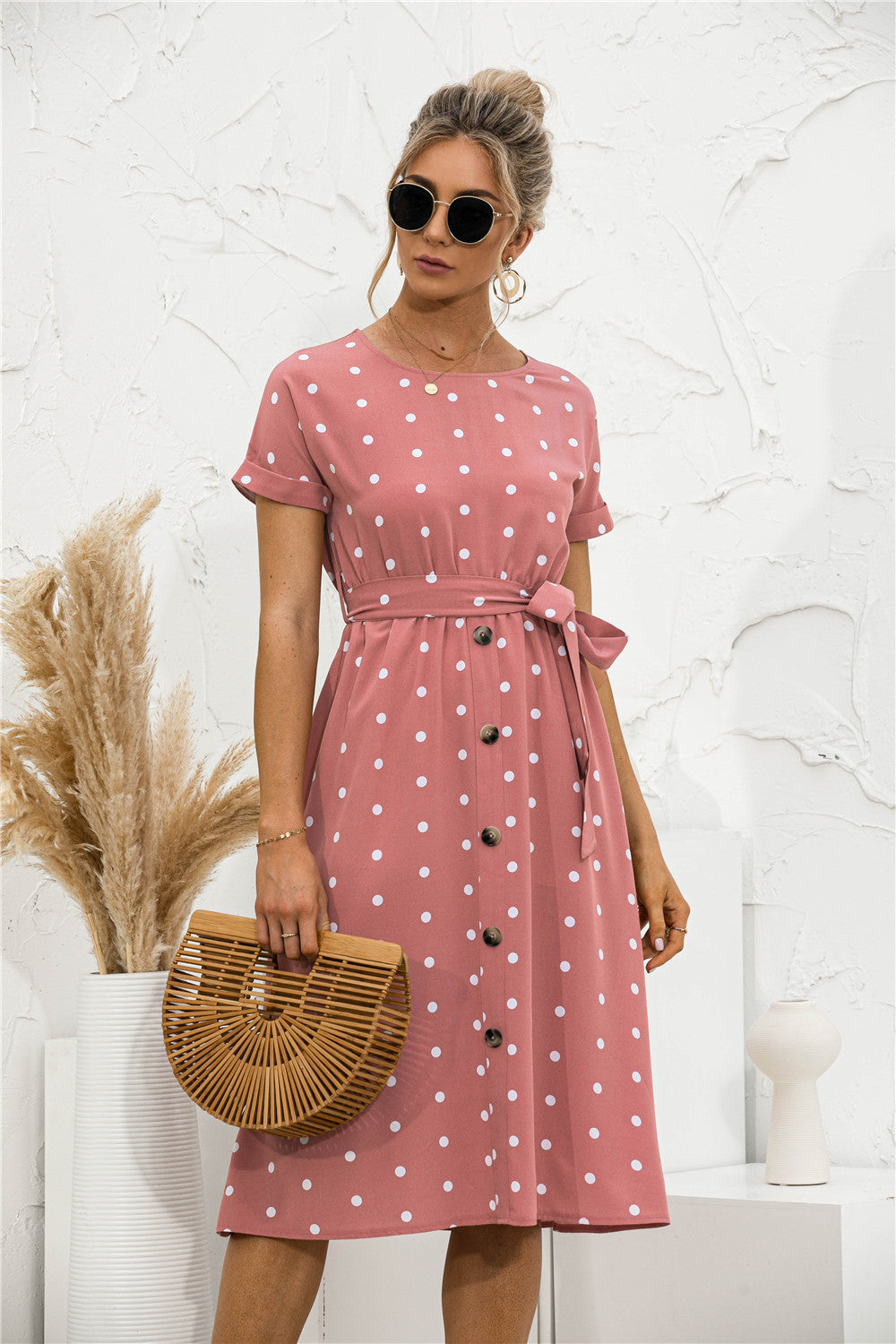 Summer Polka Dot Breasted Dress