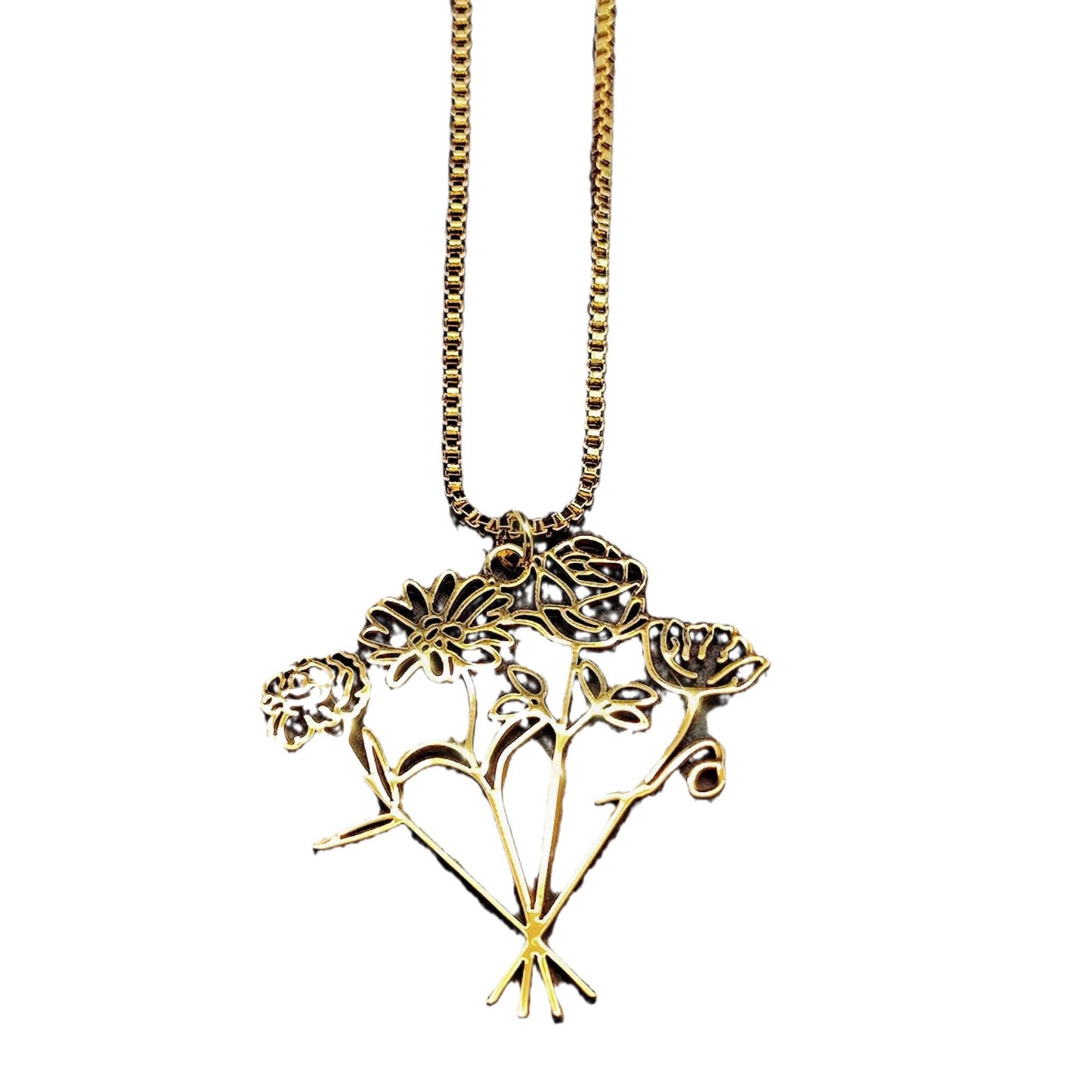 Diy Birthday Flower Stainless Steel Necklace Combination Birthday December Flower Valentine&#039;s Day Mother&#039;s Day Gift