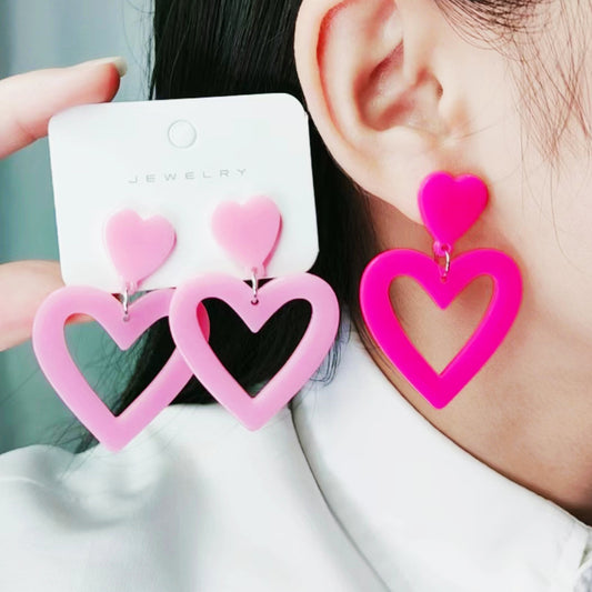 New 12-color Love Rectangular Large Water Drop Earrings Fashion Acrylic Hollow Earrings Earrings For Women