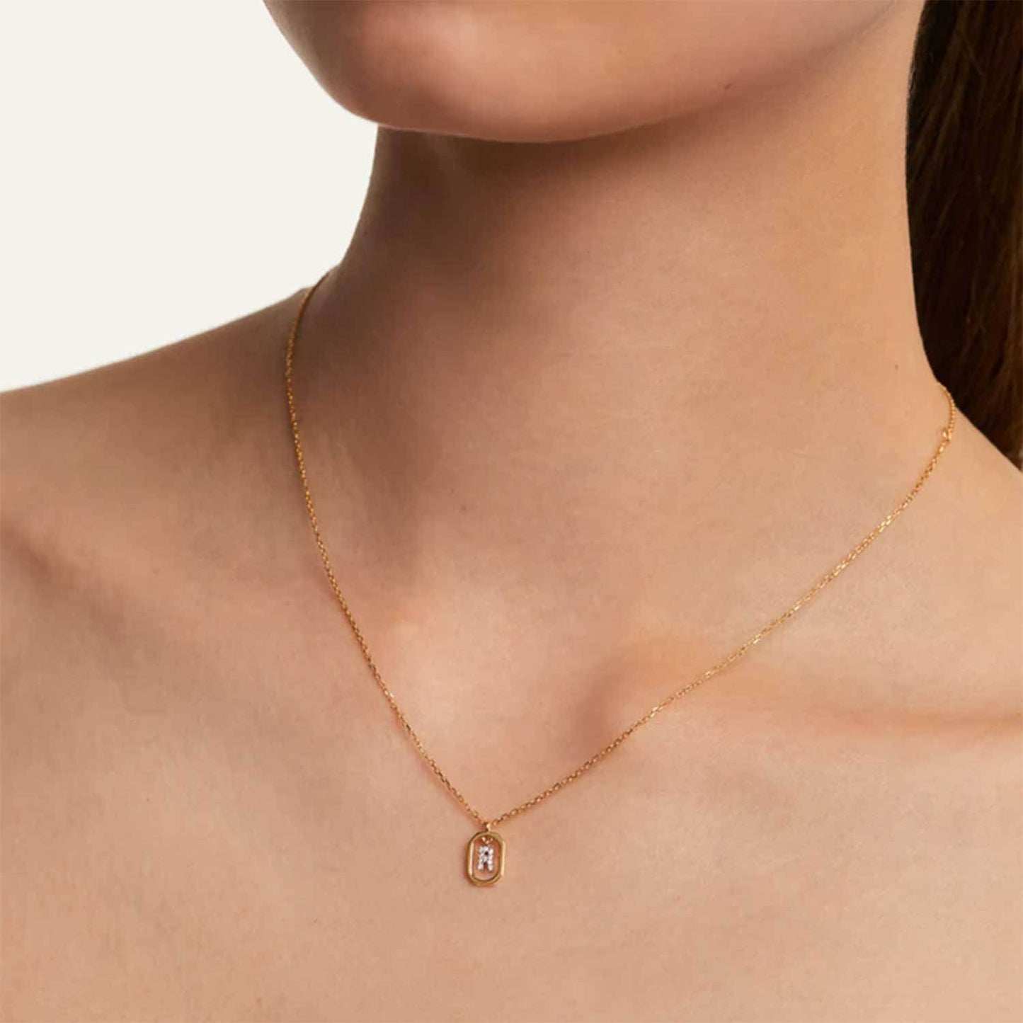 S925 Sterling Silver Split Electroplated Small Letter Hanging Necklace