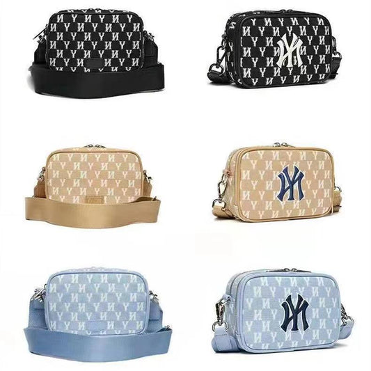 2024 New Arrival Korean Style Mlb Jacquard Camera Bag Ny Embroidery Full Standard Child Mother Bag Men And Women Single Shoulder Slung Small Square Bag