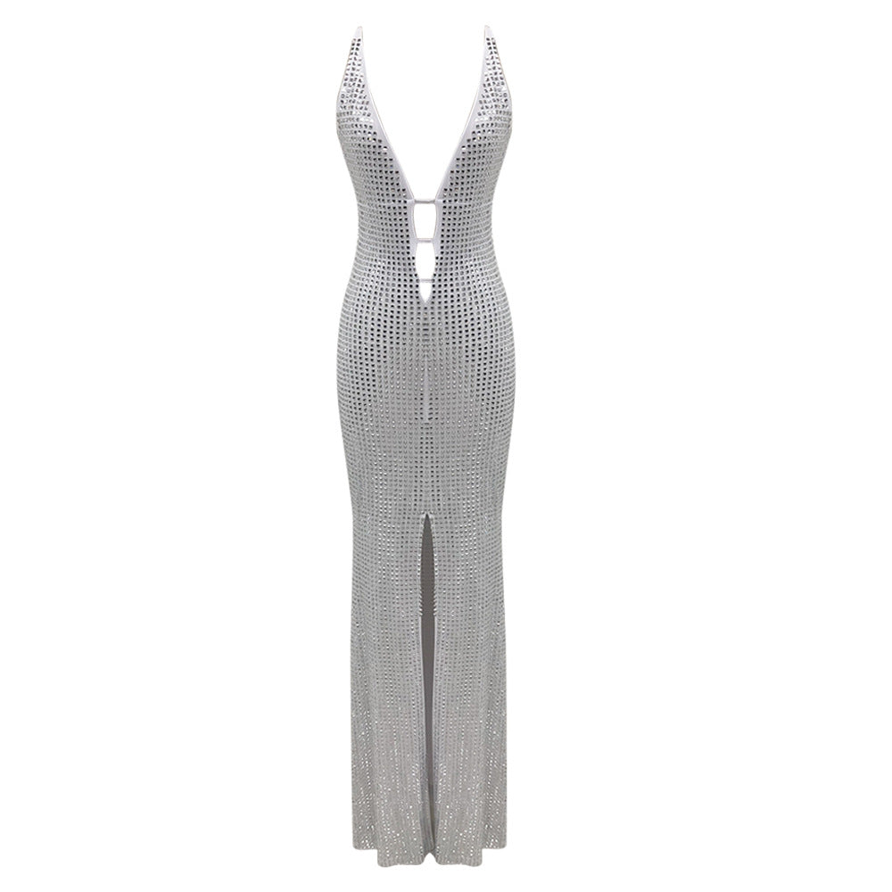 Europe And The United States 2024 Autumn New Women&#039;s Sexy Hot Girl Hanging Neck Sleeveless Hollow Open Shoulder Sexy Long Dress