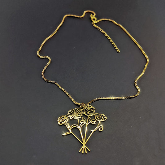 Diy Birthday Flower Stainless Steel Necklace Combination Birthday December Flower Valentine&#039;s Day Mother&#039;s Day Gift