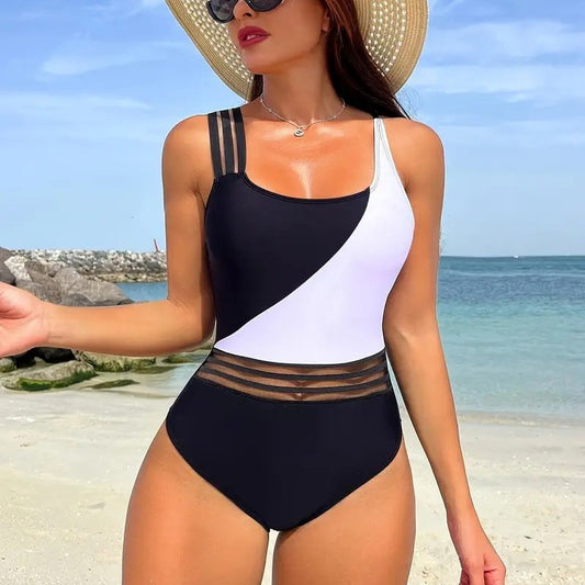 European And American Swimwear Women's Foreign Trade Cross-border Amazon AliExpress Bikini One-piece Swimsuit Stitching Bikini