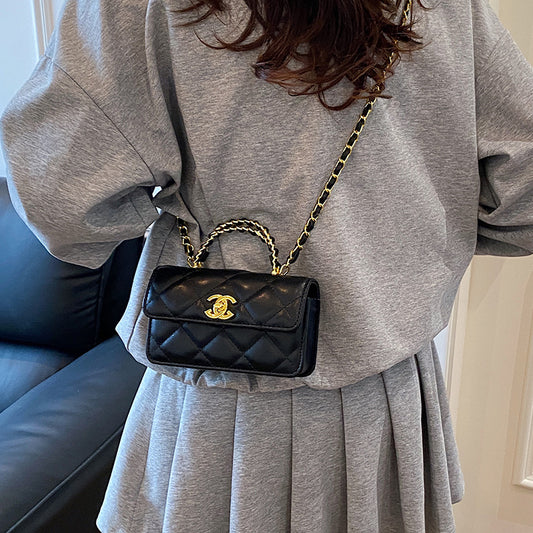 Light Luxury Rhombic Women's Bag 2025 New Style Chanel Style Bag Underarm Bag Fashionable All-match Chain Shoulder Small Square Bag
