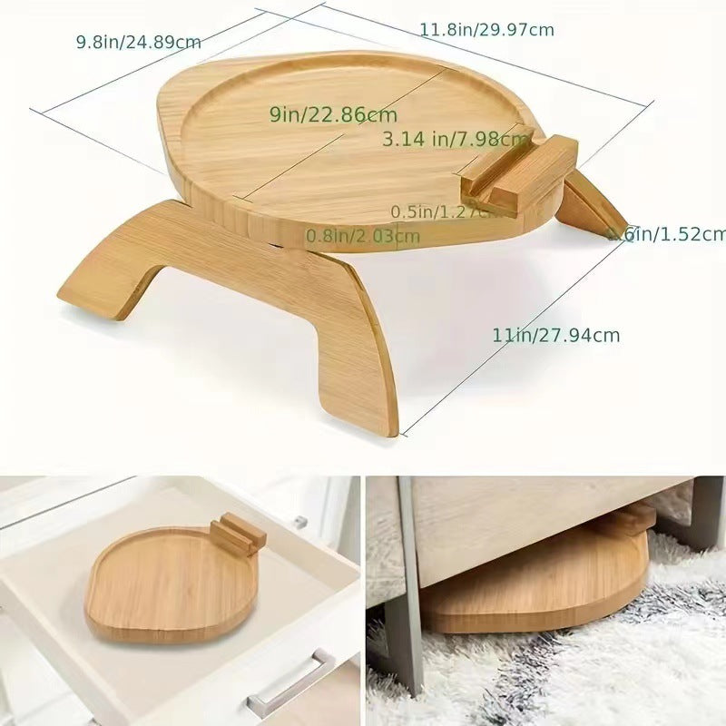 Cross Border New Product Bamboo Wooden Lazy Sofa Tray Cozy Sofa Tray Armrest Tray Snack Tray