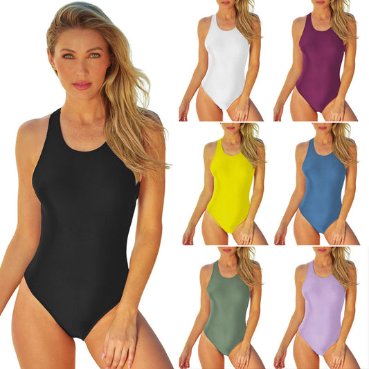European And American Swimsuit Women's Hot Spring Plus Size Swimsuit Professional 2024 New Simple One-piece Swimsuit Ladies In Stock Wholesale