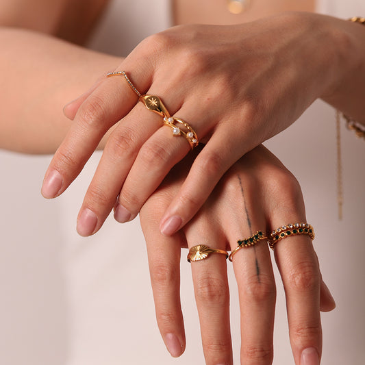French Style Fine INS Style Titanium Steel Ring 18K Gold Stainless Steel Inlaid Zircon Ring Fashion All-match Bracelet For Women
