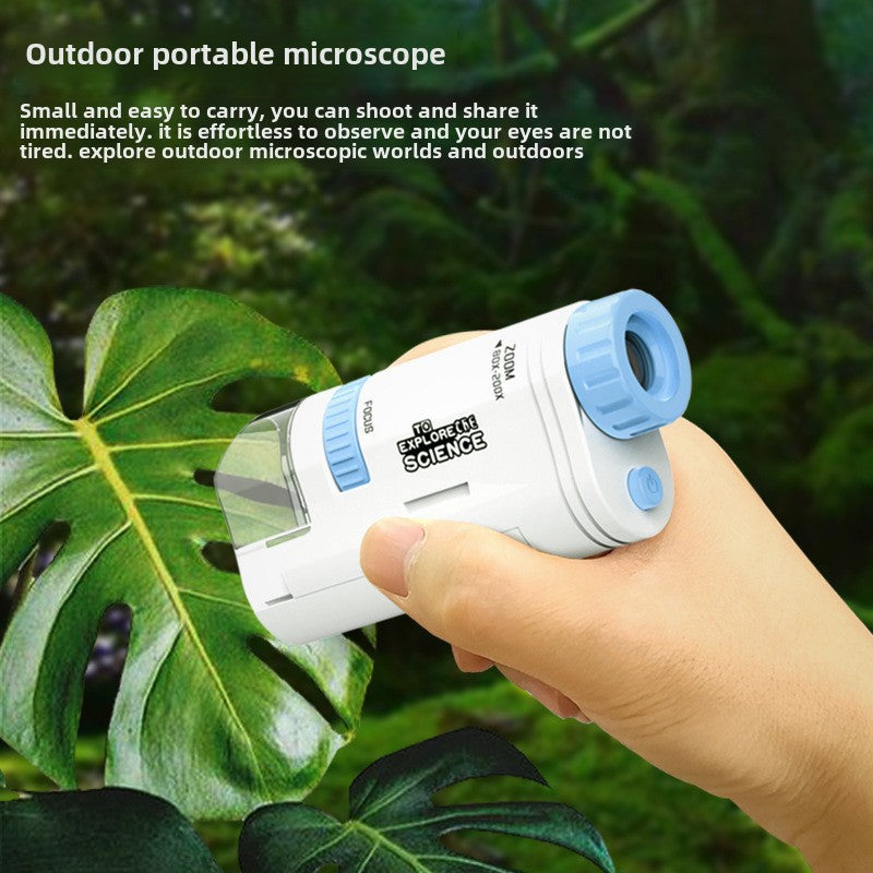 Children&#039;s Portable Handheld Optical Microscope Boys Girls Scientific Outdoor Exploration Educational Toys Gift