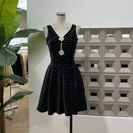Amazon Fashionable High-end Daughter Imported Full Diamond Waist Heavy Industry Dress Retro Chic Early Autumn Gift Skirt