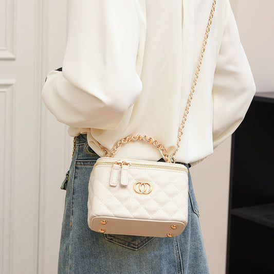 Crossbody Bag New Fashion Simple Small Bag Women's Diamond Lattice Chain Women's Hand Bag High-end Makeup Box Bag