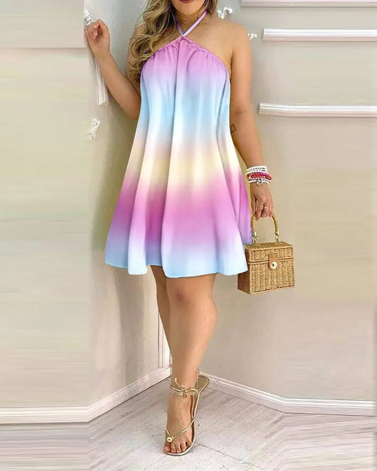 2022 Independent Station Wish Amazon Explosions Summer Off-shoulder Neck Lace-up Loose Women&#039;s Dress For Women