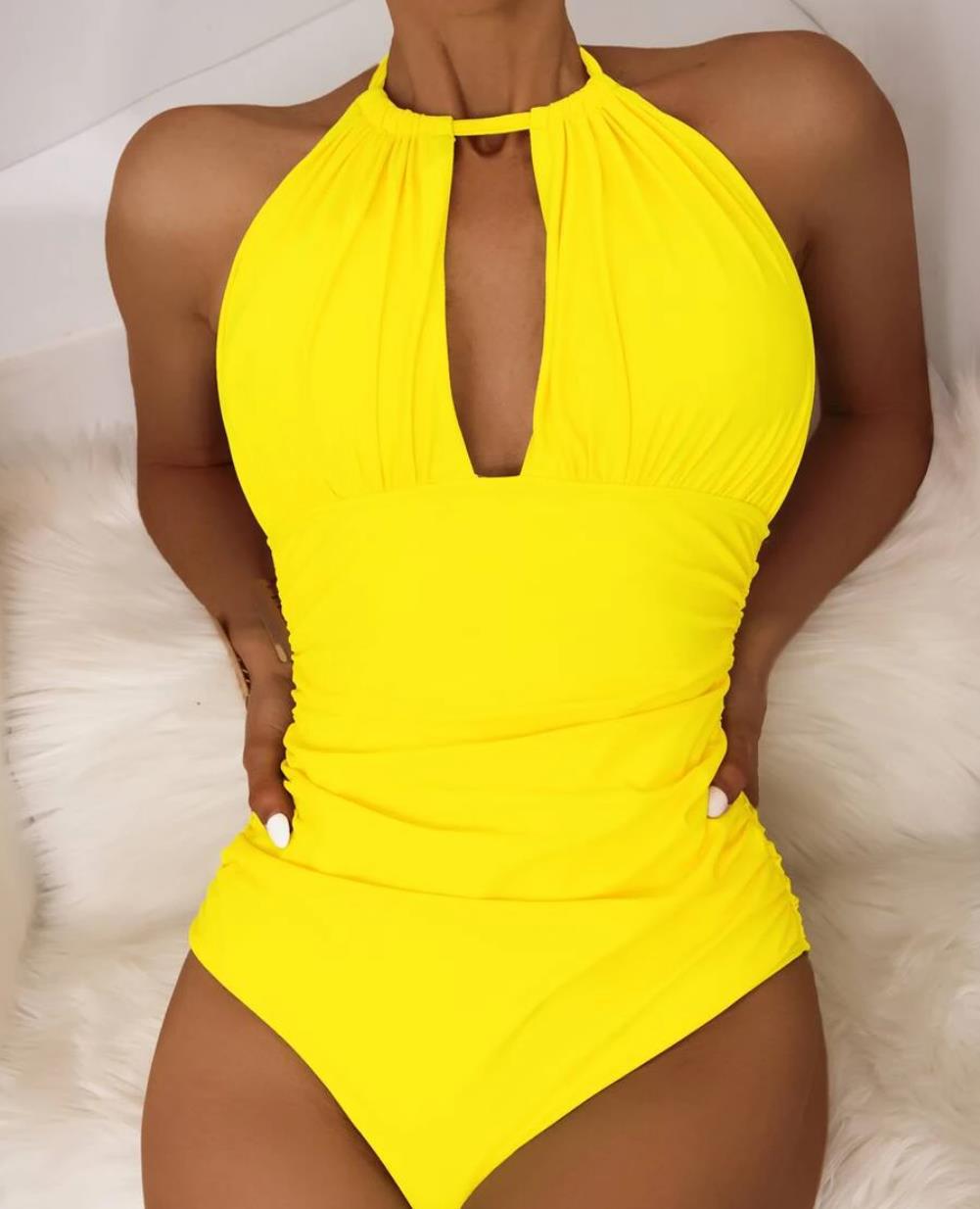Swimming River Swimsuit New One-piece Swimsuit European And American Sexy Ladies Swimsuit Solid Color Swimsuit