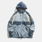 Spring And Autumn Loose Multicolor Top Hooded Coat