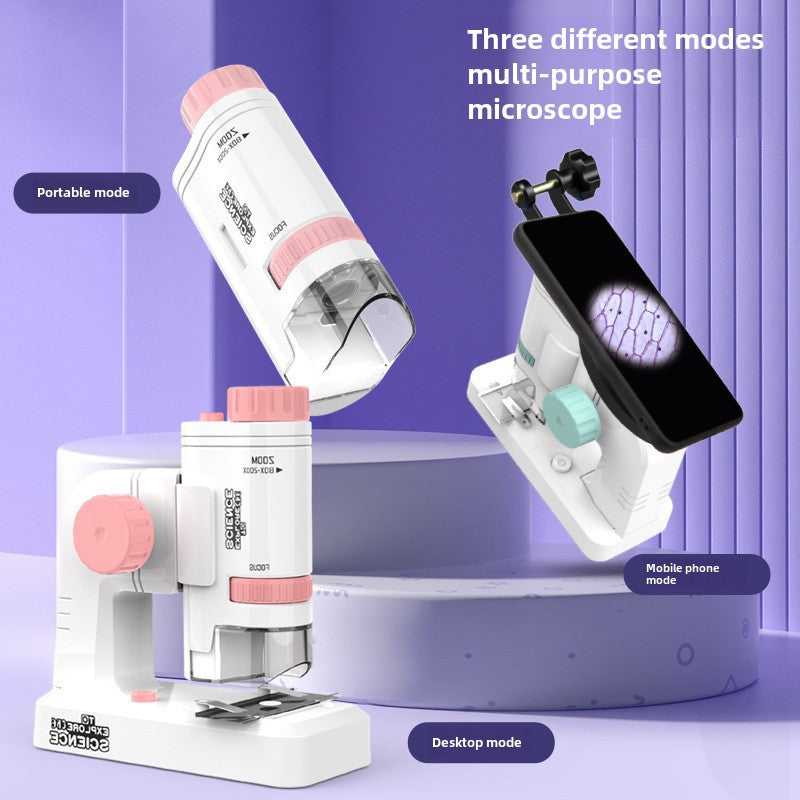Children&#039;s Portable Handheld Optical Microscope Boys Girls Scientific Outdoor Exploration Educational Toys Gift