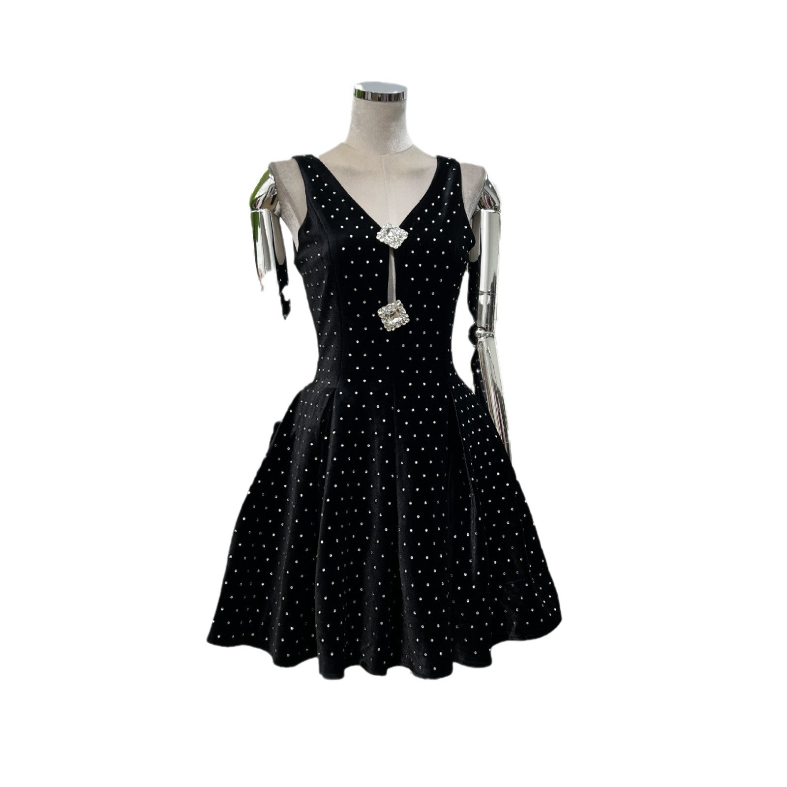 Amazon Fashionable High-end Daughter Imported Full Diamond Waist Heavy Industry Dress Retro Chic Early Autumn Gift Skirt