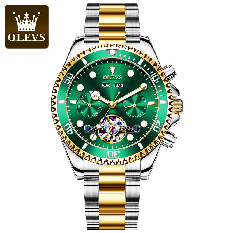Oris Brand Watch Multifunctional Mechanical Watch Green Waterproof Ghost Hollowed Out Men&amp;amp;amp;amp;#039;s Watch Men&amp;amp;amp;amp;#039;s Watch