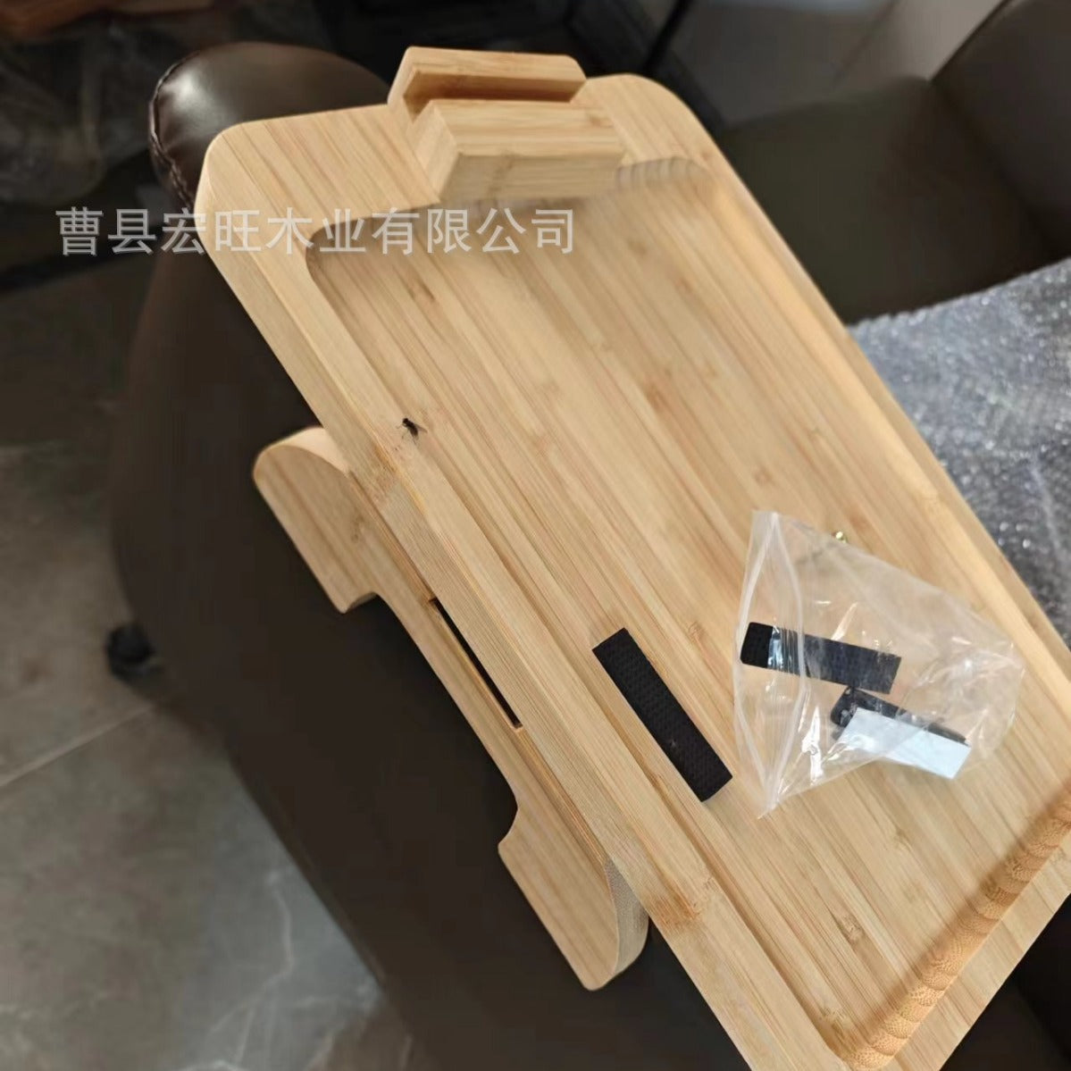Cross Border New Product Bamboo Wooden Lazy Sofa Tray Cozy Sofa Tray Armrest Tray Snack Tray