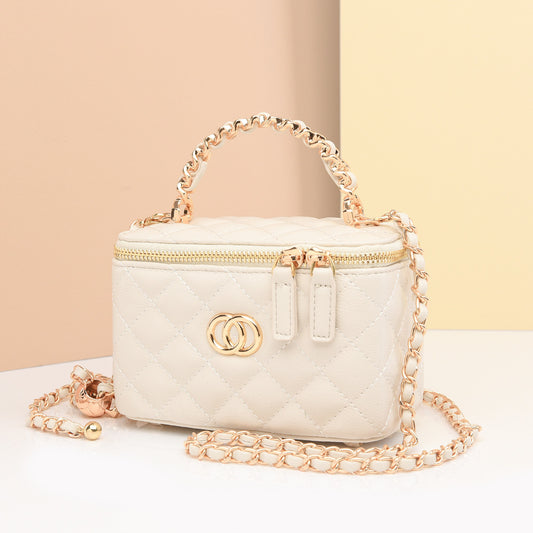 Crossbody Bag New Fashion Simple Small Bag Women's Diamond Lattice Chain Women's Hand Bag High-end Makeup Box Bag