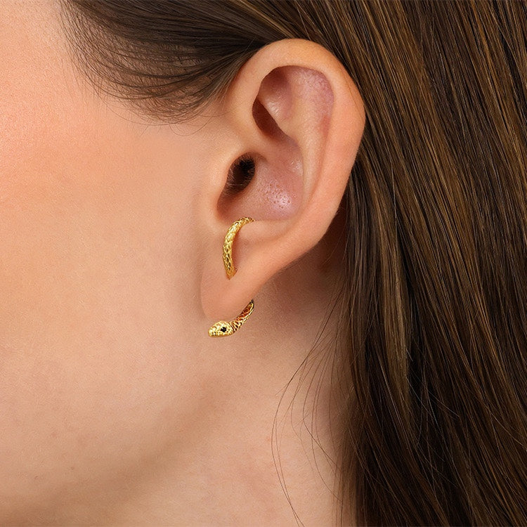 European And American Cross-border Snake-shaped Earrings Female Exaggerated Design Sense Niche Animal Fashion Multi-wear Earrings Personality Fashion Metal