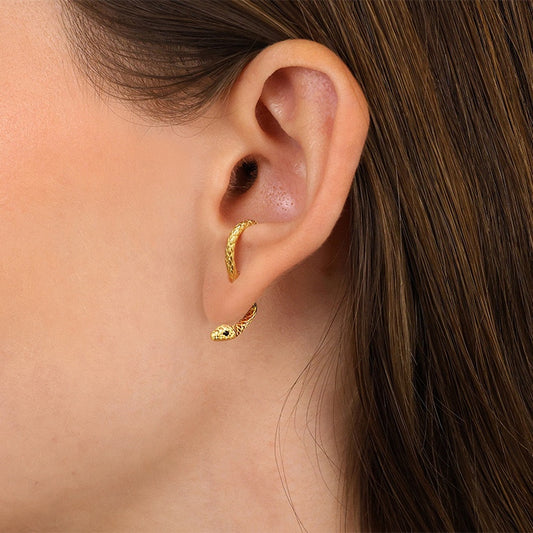European And American Cross-border Snake-shaped Earrings Female Exaggerated Design Sense Niche Animal Fashion Multi-wear Earrings Personality Fashion Metal
