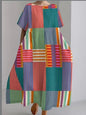 Round Neck Fashion Premium Short Sleeve Printed Dress