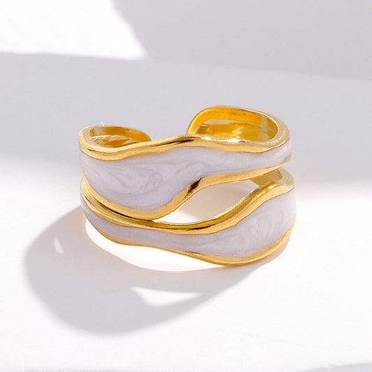 European And American Simple Titanium Steel Ring Women&#039;s Non-fading Cold Instagram Style High-end Light Luxury 18K Gold Plated Open Finger Ring