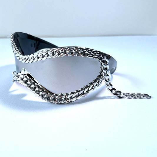 Men's And Women's Same Metal Chain One-piece Glasses