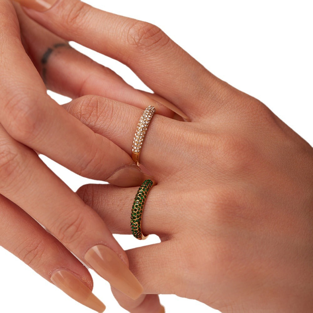 French Style Fine INS Style Titanium Steel Ring 18K Gold Stainless Steel Inlaid Zircon Ring Fashion All-match Bracelet For Women