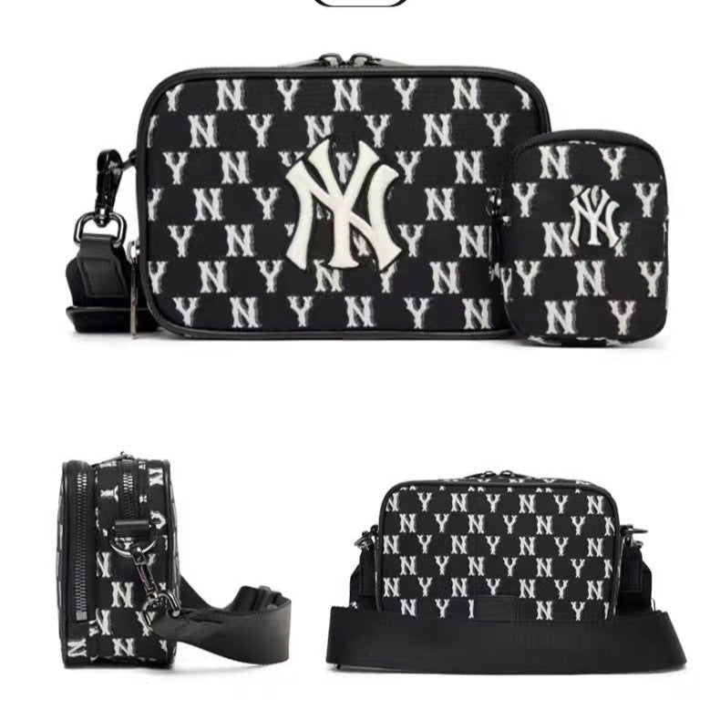 2024 New Arrival Korean Style Mlb Jacquard Camera Bag Ny Embroidery Full Standard Child Mother Bag Men And Women Single Shoulder Slung Small Square Bag
